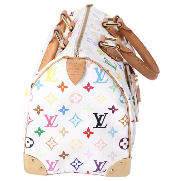 Louis Vuitton x Murakami Speedy 30 Satchel Multicolor Monogram M92643 White - Picture 4 of 9